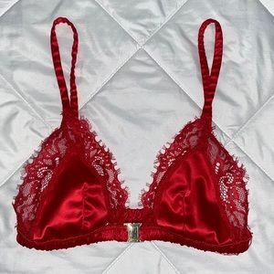 Red lace trimmed bralette